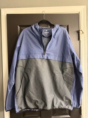 adidas Men's Two-Tone Blue and Gray Windbreaker Pullover